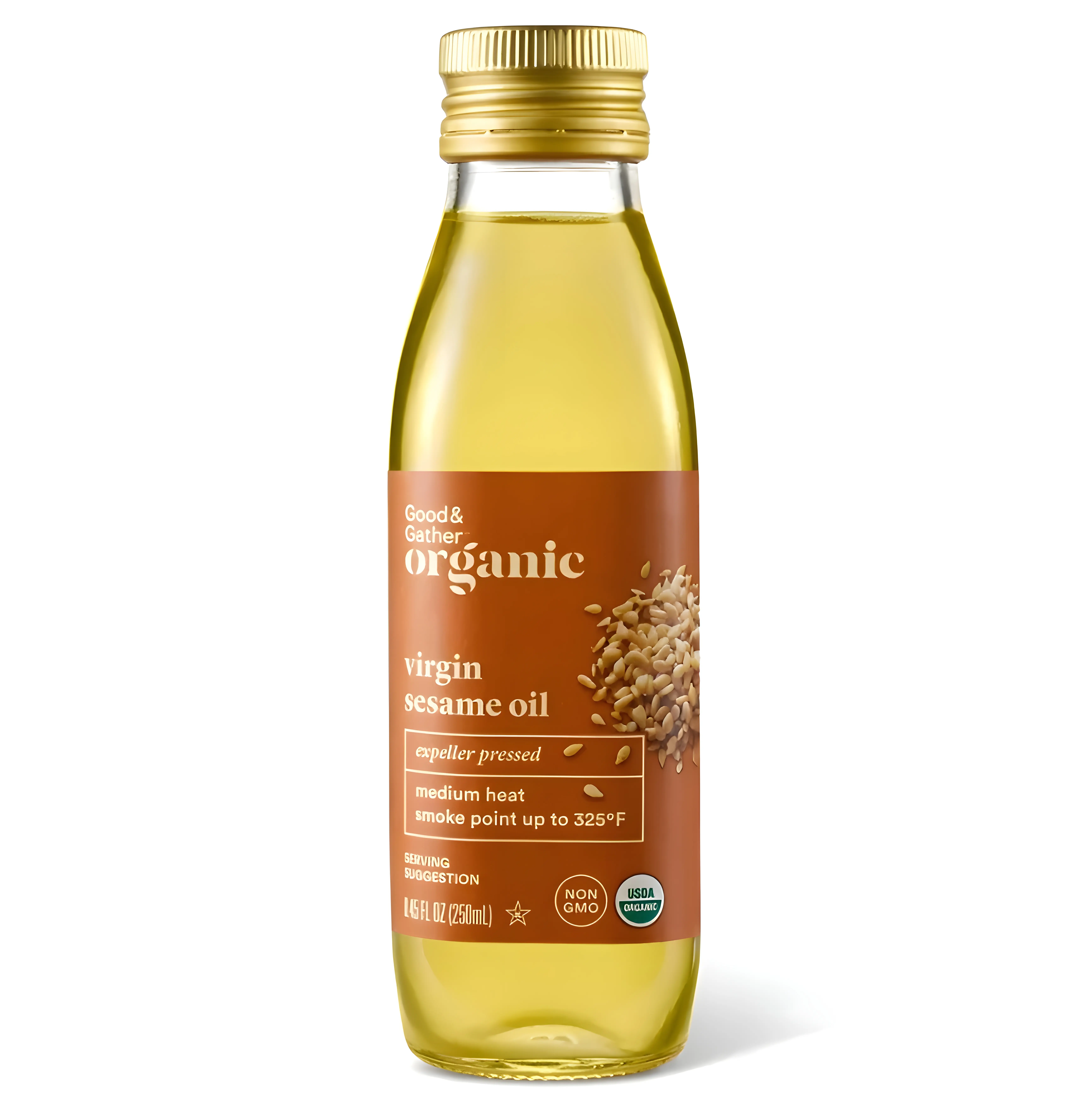 Good & Gather Organic Virgin Sesame Oil, 8.45 oz, USDA Organic, Non-GMO, Expeller Pressed Sesame Oil for Stir Fry, Marinades, Dressings & Everyday Cooking