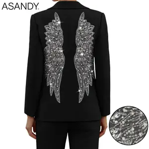 ASANDY Oversized Rhinestone-Embellished Blazer - Luxury White Loose Suit Jacket | Formal Party & Wedding Guest Outfit