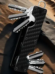 Carbon Fiber Pattern Key Fob, Minimalist Key Fob for 10-12 Keys, Fashion Keychain for Men & Women, Trendy All-match & Exquisite Keychain for Birthday Gift