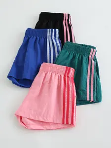 4 Pcs Fashion Camo Print Shorts, Gym Shorts Women, Elastic Waist Loose Fit, Casual All-Season Women's Sportswear, Yoga Workout Shorts, Versatile Plain Color Bottoms
