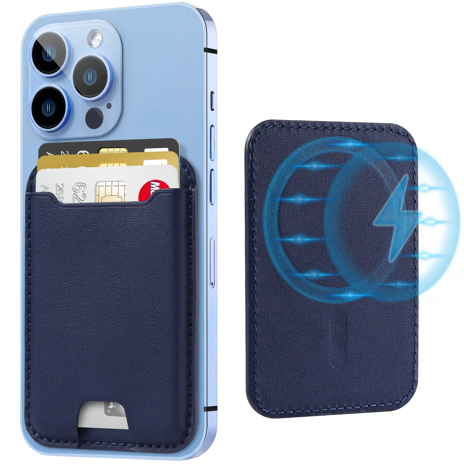 SummerWins MagSafe Smartphone Wallet - Strongest Magnetic Cellphone Card Holder, Leather, RFID Blocking, 4-Card Capacity, Easy Installation, Compatible with iPhone 17/17 Pro, 16/15/14/13/12 Series, Mobile Accessory