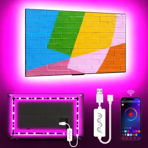 9.84ft RGB TV Backlight LED Strip – Music Sync, Bluetooth & Button Control, USB Powered – Fits 32-43in TVs, Perfect for Bedroom & Gaming