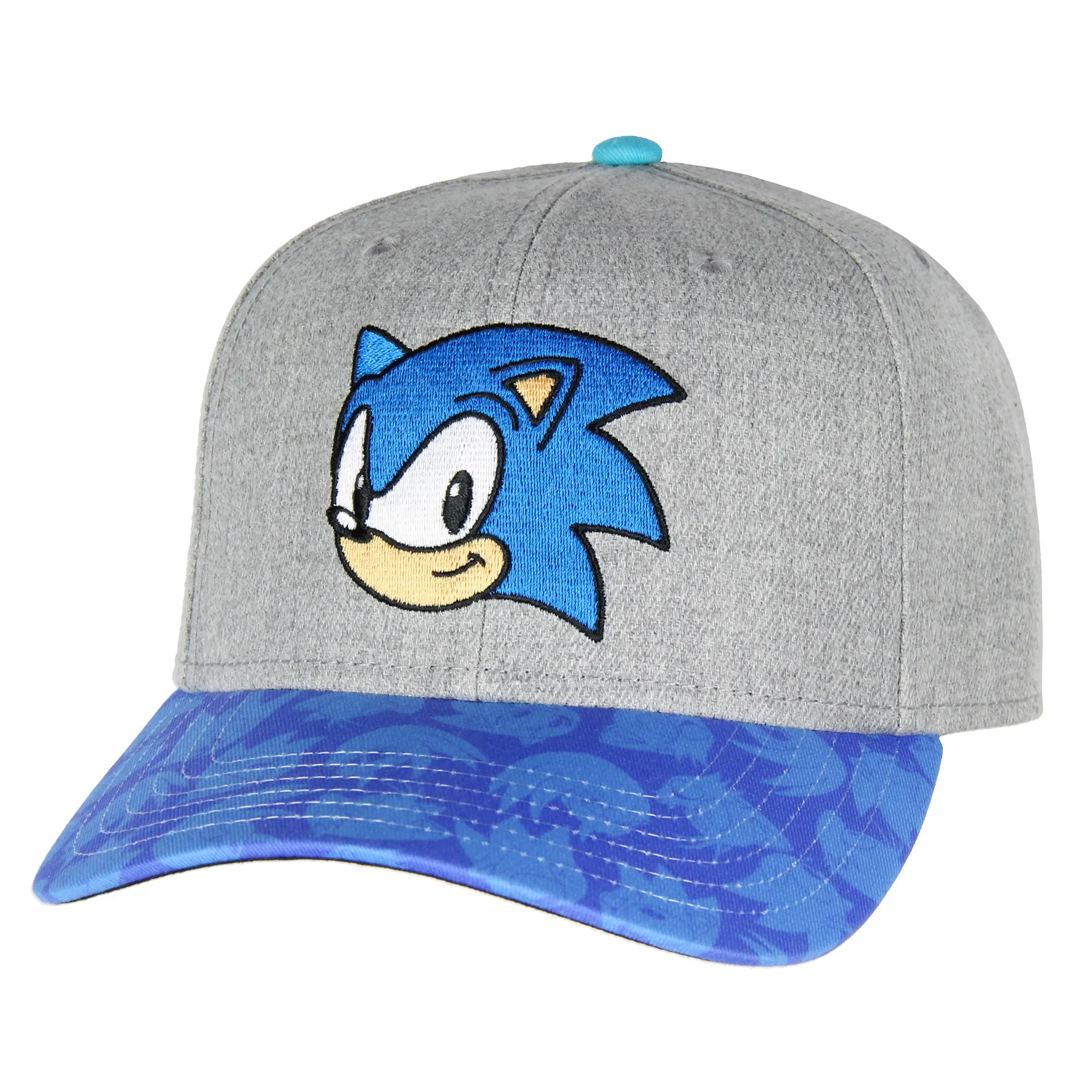 Bioworld Sonic The Hedgehog Embroidered Face Hat - Pre-Curved Bill, Adjustable Snapback, Adjustable Size, Allover Print, Multiple Chars, for Casual Wear