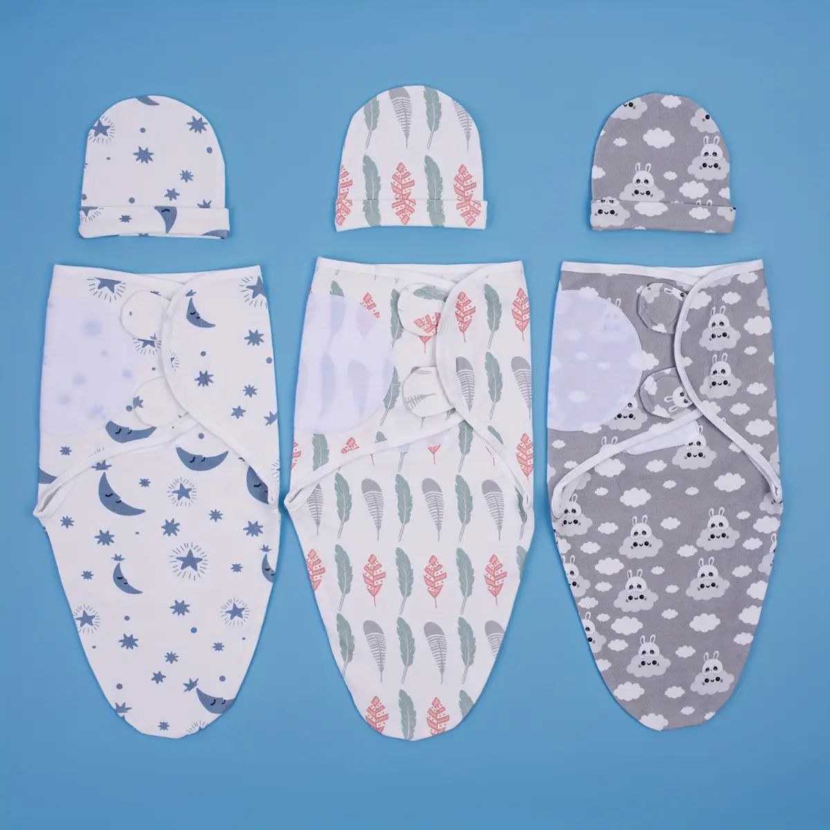 3-Pack Newborn Swaddle Blanket & Bib Set, Soft Cotton Patterned Wraps, Breathable & Absorbent Anti-Startle Essentials for Preemie Infants 0-3 Months, Blankets & Throws, Preemie & Newborn Infant