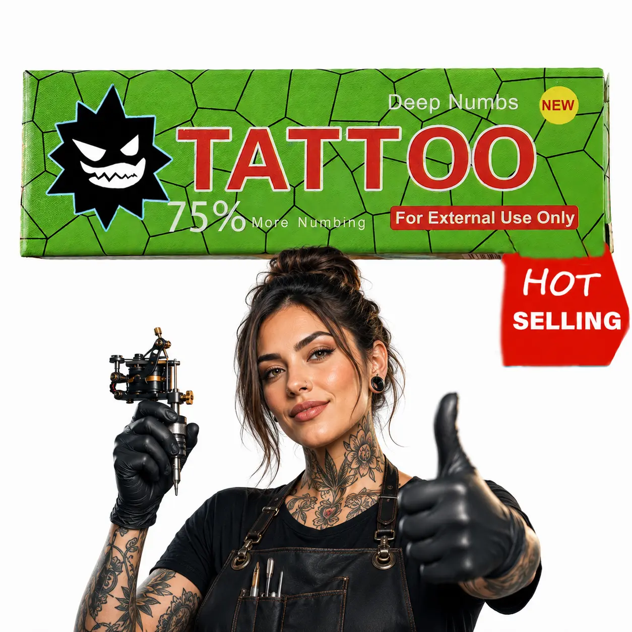Tattoo Numbing Cream Green 75% International – Extra Strength Tattoo Comfort Cream for Smooth Tattoo Sessions