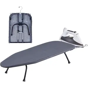 Foldable Table Top Ironing Board with Iron Rest, Portable Small Ironing Board with Heat Resistant Cotton Cover, Mini Iron Board for Small Space and Travel, 31"x12", Black