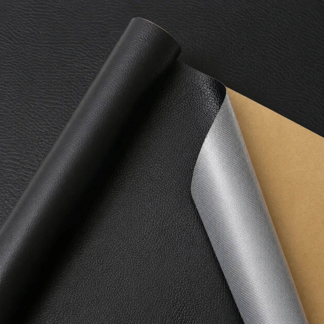 Adhesive Leather Repair Patch Self 12"X53"(30cmX135cm) Leather Stickers for Car Seats Black Faux Leather Fabric for Upholstery Vinyl Seat Tape for Furniture, Couch Patch Kit for Cars Interior