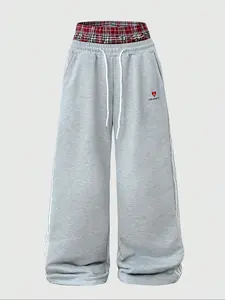 Men's Casual Street Fashion Two-Piece Soft Comfy Sweatpants, Thick Knit Sport Pants, Elastic Waist Drawstring, Comfortable and Warm, Perfect for Daily Wear