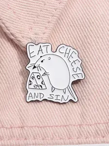 Cute Rat Design Brooch, Durable Metal Pins, Fashion Alloy Badge Jewelry for Backpack Hat Gift, Charms, Enamel Pin Suitable for Backpacks, Jeans, Scarves, Hats Decoration Fixed Buckle, Fashion Accessory