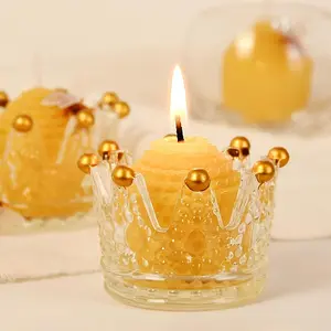 Cute Bee  Beeswax Votive Candles (Set of 6) | Direct Beekeeper Supply | Yellow Gift Candles  | Small Votive Candles - Perfect Gift for Home  & Candle Makers