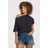 nuuds Women's Vintage Cotton Cuffed Off-The-Shoulder Boat Neck T-Shirt - Oversized Relaxed Fit, Casual Chic Garment for Everyday Wear