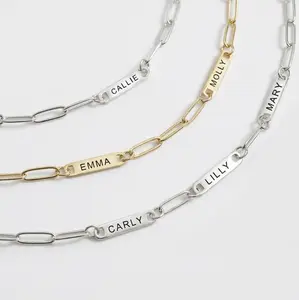 Personalized Bar PaperClip Necklace