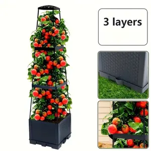 Three-Layer Tomato Planting Box Set, Self-Watering Garden Planter, Elevated Planting Boxes and Climbing Plant Stand, Planter Pots, for Indoor and Outdoor Use