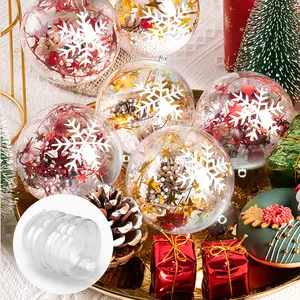 5pcs Christmas Ball Decorations,10cm Clear Plastic Ornament for Crafts,Transparent DIY Fillable Acrylic Crafts Ball Kit,Christmas Tree Decoration Ornaments for Xmas Party Home Office Holiday Decor