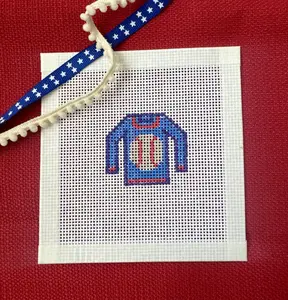 Baseball Sweater Hand Painted Needlepoint Canvas | Charm Size | June Patriotic Summer