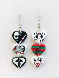 Horror heart earrings
