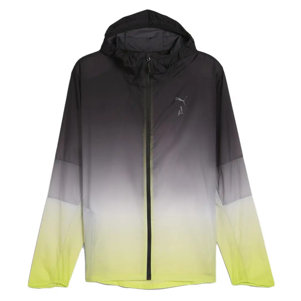 PUMA Mens M Seasons Ultra Lightweight Trail Jacket Running Athletic Outerwear  - Black, Grey, Yellow