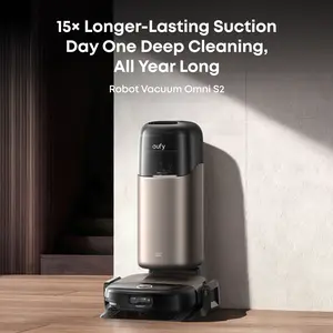 NEW eufy S2 Robot Vacuum Omni and Mop Combo, 30,000 Pa AeroTurbo 2.0 Long-Lasting Suction, HydroJet  2.0 Self‑Cleaning Roller Mop, CleanMind AI Navigation, Fragrance Diffuser, All‑in‑One Station