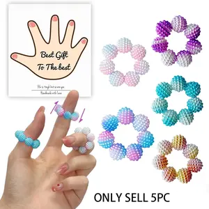 5 Piece Set Colorful Spiky Bead Stress Relief Rings, Finger Massager, Thumb Massage Tool, Office Pressure Relief Ring