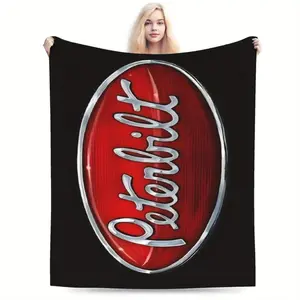 Retro style PETERBILT theme print super soft flannel blanket, multi-purpose warm and comfortable living room office sofa travel Cartoon Blanket Halloween and Christmas Gifts