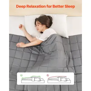 VEVOR Weighted Blanket, 20 lbs, 88x 104 in King Size, Cooling Breathable Heavy Blanket with Glass Beads, All-Season Use, Suitable for 200-250 lbs Adults, Anxiety Stress Relief, Improve Sleep, Grey