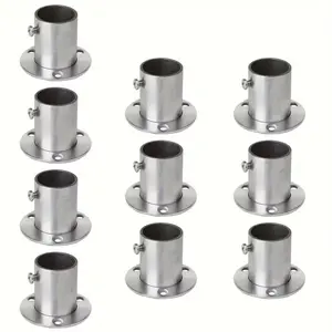 10 Piece Stainless Steel Shower Rod Flange Bracket, Metal Brushed Closet Rod Support, Modern Finish, Includes Installation Screws