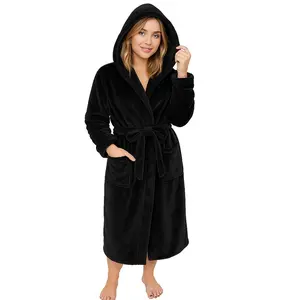 NY Threads Women's Fleece Hooded Bathrobe – Butter Soft Women's Robe, Plush Long Spa Robe, Soft and Fluffy Normal Type Robe for Women