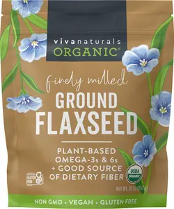 Viva Naturals Organic Flaxseed - Plan Based Vegan Omega 3 with Fiber