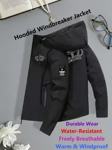 Women's Hooded Fitted Windbreaker Jacket Polka Dot Crown Front-Back Graphic Print Outdoor Windproof Coat, Outerwear Water-Resistant Breathable Durable Lightweight for Ladies Daily Commute Leisure Outings Weekend Getaways in Spring Autumn Winter
