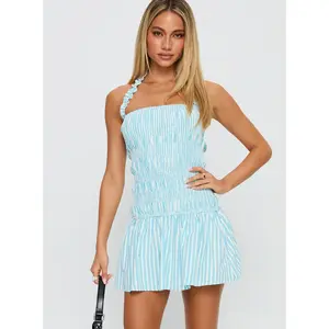 Honeybun Halter Mini Dress Blue Multi
