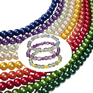 Glass Pearl Beads Bulk for Bracelet Making, DIY Jewelry Supplies, Birthday Christmas Gift for Beader, Round, Assorted, 8mm, 1000 Pcs, 1.5 Lb