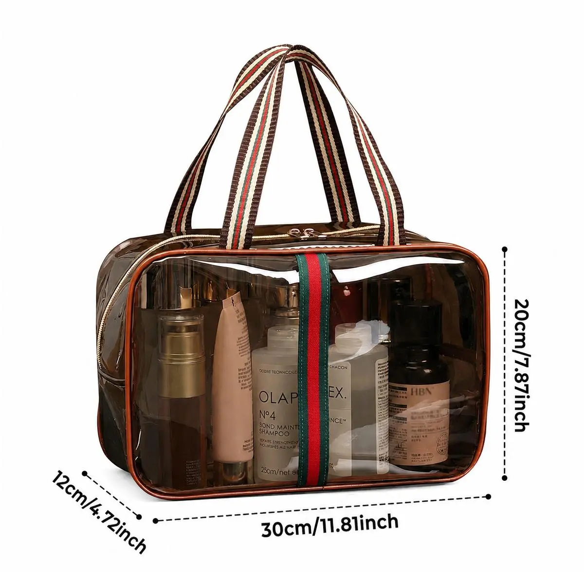 Large Clear Travel Toiletry Bag, TSA Friendly Transparent Makeup Bag with Double Handles, Waterproof Cosmetic Organizer for Women & Men