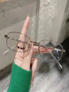 Silver Color Small Frame Eyeglasses for Women, Elegant and Sophisticated Long Rectangle Glasses, Unique Style Eye Frames