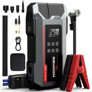 BSMOOM 8000A Portable Jump Starter (with Air Compressor) Blower, Car Emergency Starter 12V Car Jump Starter with LED Work Light USB Fast-Charging Car Battery Charger with Tire Inflator