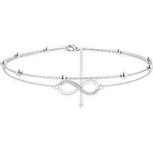 Ladies' Ankle Bracelet Layered Bead Star Heart Unlimited Ankle Bracelet Durable Cuban/Figaro/Herringbone Chain Adjustable Ankle Bracelet Beach Jewelry