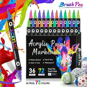 Double-ended Dual-color Acrylic Marker 1-5mm Tips for Fine Outlining Broad Coloring Sunproof Quick-drying Non-toxic for Journaling Greeting Cards Painting
