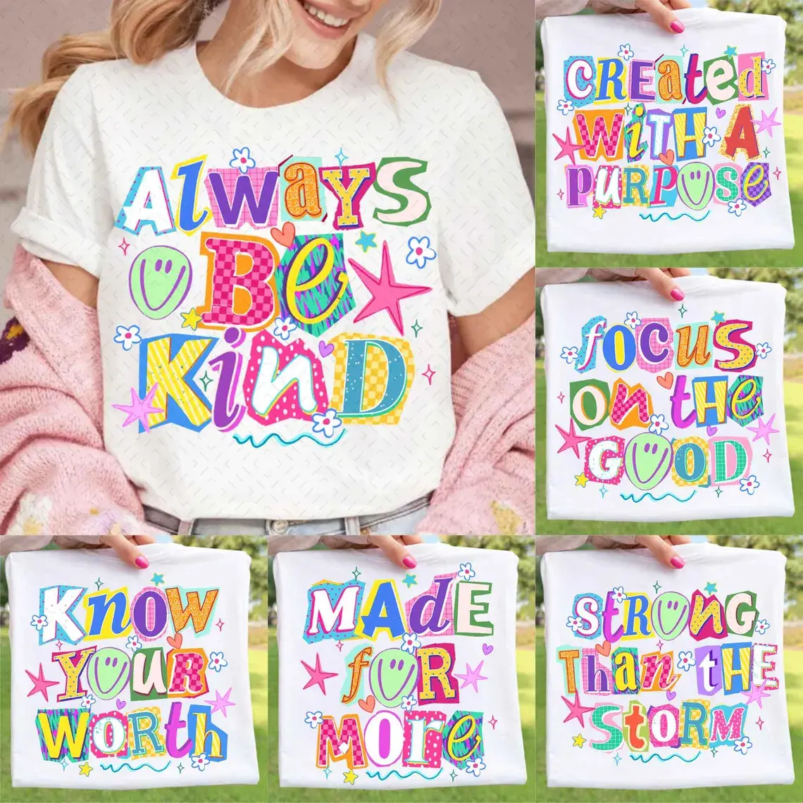 Preppy Mental Health Collage Shirt, Positive Quote Shirt, Leopard Print Motivational Shirt, Mental Health Bundle Shirt, Always Be Kind Shirt