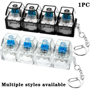 Fidget Toy, 4-in-1 Button Keychain, Transparent Color with Illuminated Options, Valentine's Day Gift