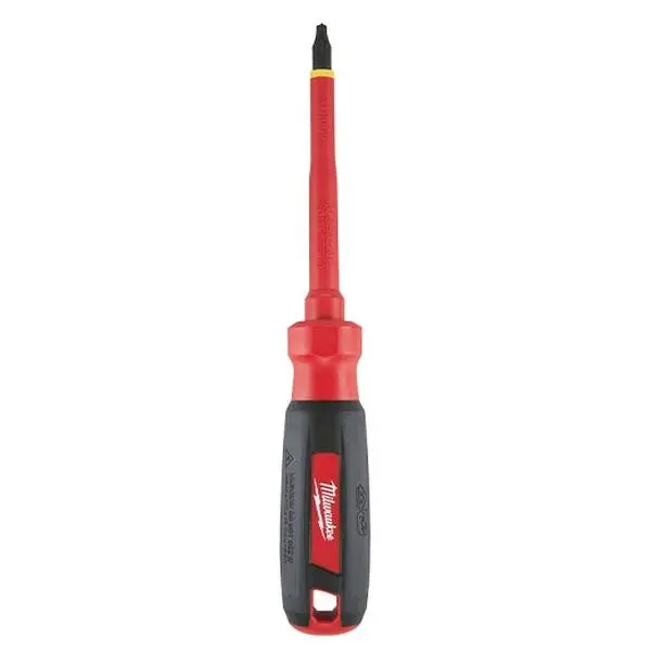 Milwaukee 48-22-2242 #2 ECX Insulated Screwdriver - 4in, 1000V, Dual Layer Insulation, Flame Retardant, IEC 60900:2012 Certified, Impact Resistant, Meets NFPA 70E Standards & OSHA Insulated Tool Requirement for Work Applications, 4 Inches