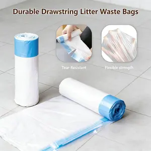 5 Pieces Smart Large Capacity Self-Cleaning Cat Litter Box Waste Trash Bags 15 Pack in 1 Rolls Thickened Heavy Duty Tear Resistant Liners for Efficient