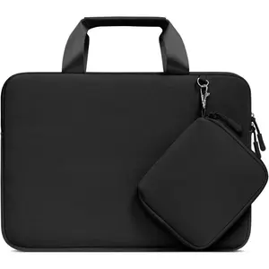 Laptop Case 13.3 inch, 13-14 inch Laptop Sleeve Bag Compatible with MacBook Air/Pro 13 / Pro 14, HP Dell ASUS, Neoprene Carrying Computer Bag with Handle&Detachable Small Case, Black