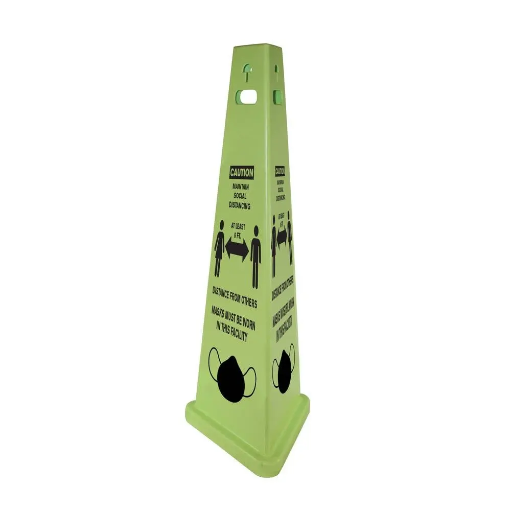 Impact Products IMP9140SM-KIT 4-Sided Social Distancing Sign Kit with Mask Cone, 34% More Viewing Space, UV-Protected, Indoor/Outdoor Use, Business Compliance Support