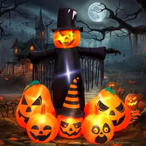 7FT Halloween Inflatables Pumpkin Decorations with LED Build-in Halloween Yard Decoration Blow Up Inflatables for Outdoor Indoor Garden Lawn (7Ft-Halloween Pumpkin)