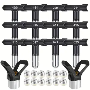 14pcs Spray Nozzle and Tip Guard Set, Airless Paint Spray Nozzles, Rotatable, for Airless Paint Sprayers, Ideal for Latex, Paints, Varnishes, for DIY House Painting (109 111 209 211 311 315 411 415 515 517 621 623)