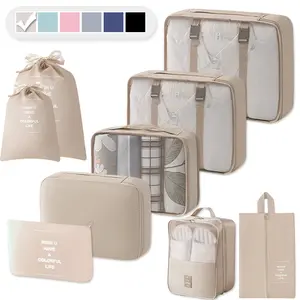 9pcs Lightweight Packing Cubes for Suitcases, Travel Luggage Organizers, Portable Travel Essentials, Essential Travel Accessories, Shoe Laundry Underwear Socks Bags, Unisex, Versatile Packing Cubes