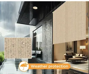 HOMEDEMO Outdoor Roller Shades for Patio, 8'W x 6' H(WxH) Beige Roll up Shade for Outside，Sun Roller Shade Cloth Roll Blinds Cordless Waterproof for Porch Gazebo Pergola Balcony Backyard
