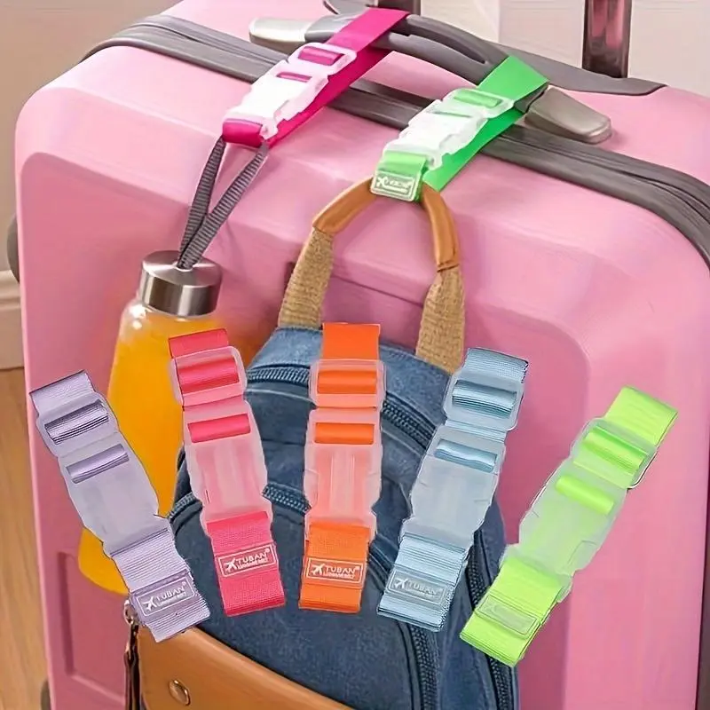 1Pc colorful luggage belt, travel portable adjustable luggage seat belt with unlocking buckle, luggage travel accessories, Travel Essentials, easy to carry, outdoor practical straps for car travel, Traveling Essentials