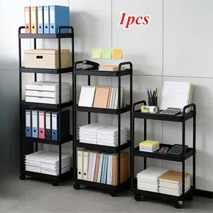 3/4/5 Layer Multi-Functional Plastic Storage Cart with Wheels, Tiered Organizer Rack, Multilayer Shelf, Adjustable Storage Rack for Bedroom, Kitchen, Bathroom, Living Room