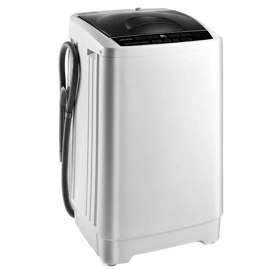 VEVOR Portable Washing Machine, Top Load Automatic, 1.3 cu. ft (4.5 kg), Stainless Steel Drum, LED Display, 8 Washing Programs, 6 Adjustable Water Levels, 100W Motor, Child Lock for Dorms, Apartments, Laundry Anywhere