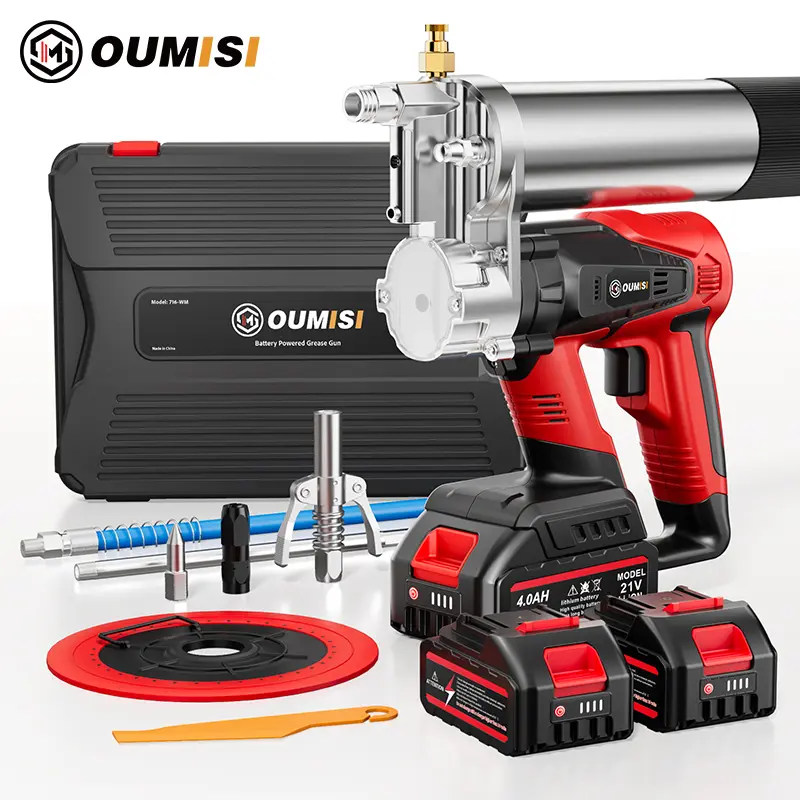 Cordless Electric Grease Gun 15,500 PSI, 2×4.0Ah Lithium Batteries, 100cm Hose & Quick Coupler with Tool Kit, for Excavator Farm Heavy Equipment Maintenance